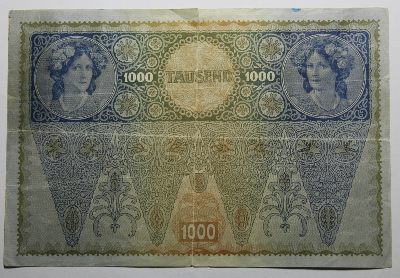 reverse: AUSTRIA-1.000 KRONEN 1902-DEUTSCHOSTERREICH-COME DA FOTO
