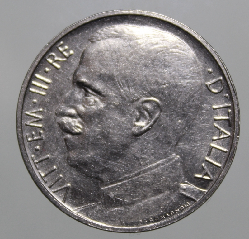 reverse: VITTORIO EMANUELE III-50 CENTESIMI 1919 LEONI-CONTORNO LISCIO-NI-SPL-NC