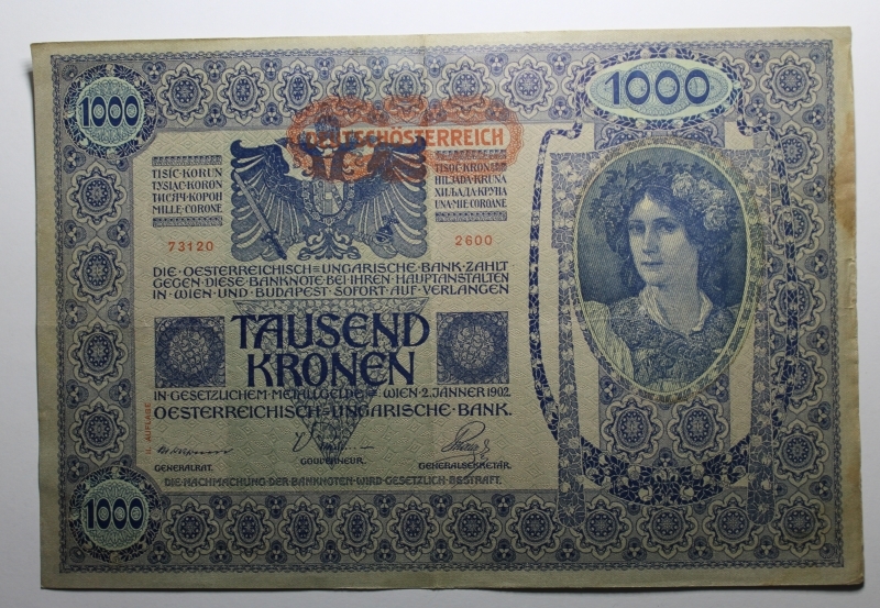 obverse: AUSTRIA-1.000 KRONEN 1902-DEUTSCHOSTERREICH-COME DA FOTO