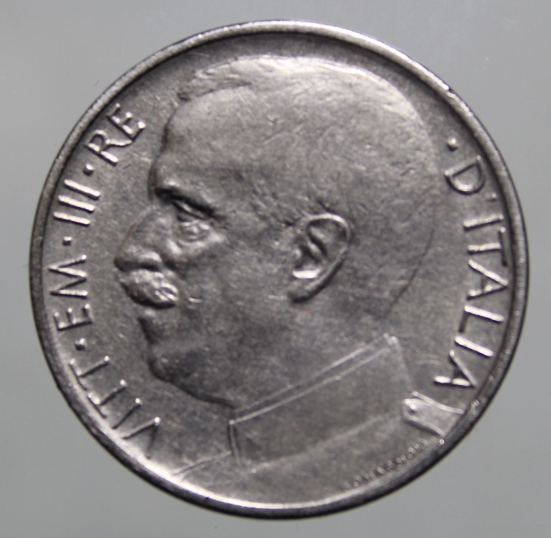 reverse: VITTORIO EMANUELE III-50 CENTESIMI 1920 LEONI-CONTORNO LISCIO-NI-SPL