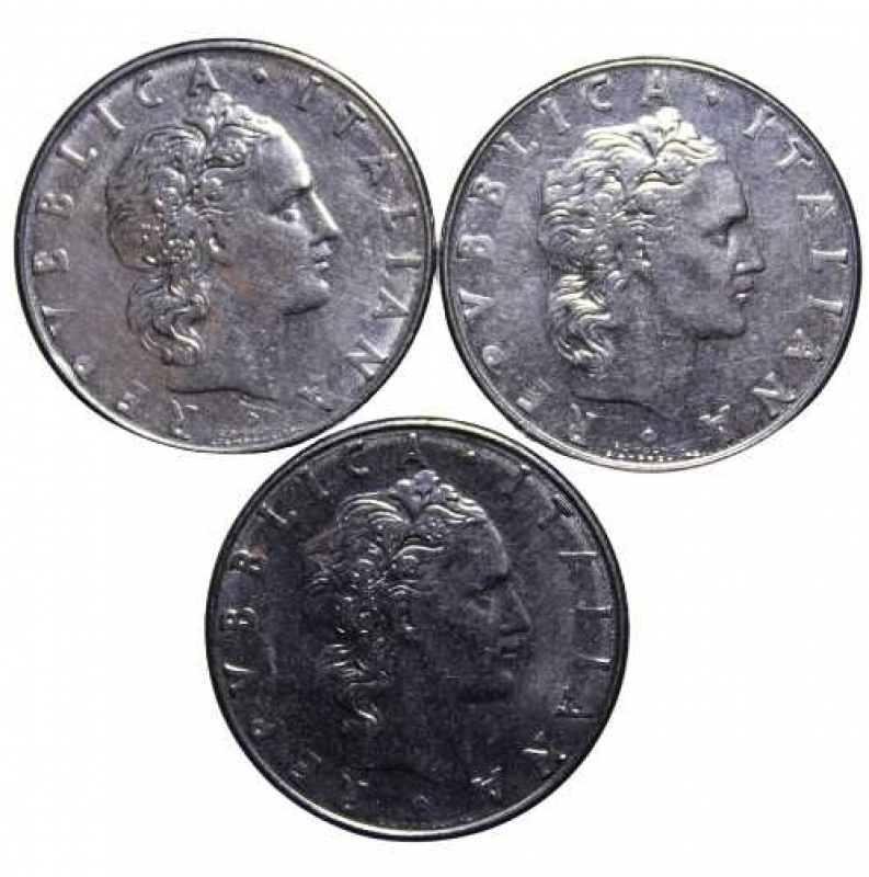 reverse: 3 MONETE DA 50 LIRE VULCANO VARIANTI DA CATALOGARE-ACMONITAL-MED.BB\SPL