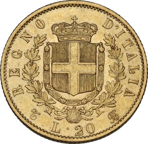 reverse: Vittorio Emanuele II (1861-1878). 20 Lire 1862 Torino