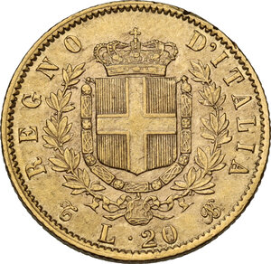 reverse: Vittorio Emanuele II (1861-1878). 20 Lire 1868 Torino