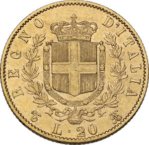 reverse: Vittorio Emanuele II (1861-1878). 20 Lire 1869 Torino