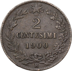 reverse: Umberto I (1878-1900). 2 Centesimi 1900 senza punto dopo la S