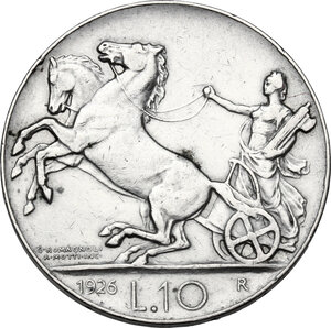reverse: Vittorio Emanuele III (1900-1943). 10 lire 1926