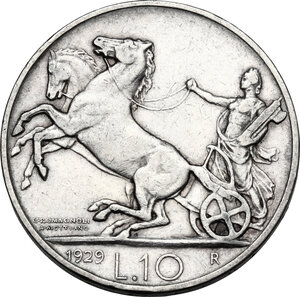 reverse: Vittorio Emanuele III (1900-1943). 10 lire 1929 **