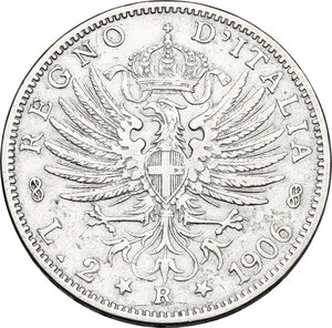 reverse: Vittorio Emanuele III (1900-1943). 2 lire 1906