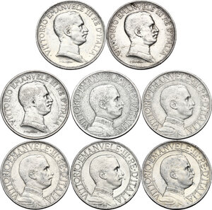 obverse: Vittorio Emanuele III (1900-1943). Serie di tre (3) monete da 1 lira: 1915, 1916, 1917