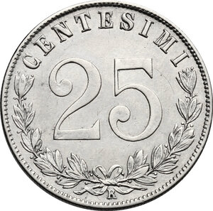 reverse: Vittorio Emanuele III (1900-1943). 25 centesimi 1902