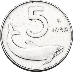 reverse: 5 lire 1956