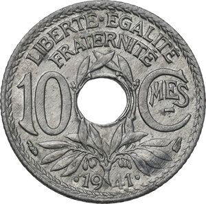 reverse: France. Third Republic (1871-1940).10 Centimes 1941