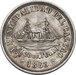 reverse: Peru . Republic. Municipalidad de Callao. Commemorative medal 1863 for Declaration of Independence