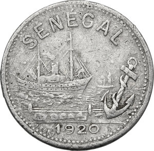obverse: Senegal. Chambre de Commerce.25 Centimes 1920, Rufisque
