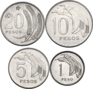 reverse: Uruguay. Lot of four (4) Proof coins: 20, 10, 5 and 1 Pesos 1968