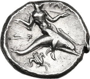 reverse: Southern Apulia, Tarentum. AR Stater, c. 302-280 BC