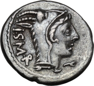 obverse: L. Thorius Balbus.AR Denarius, 105 BC