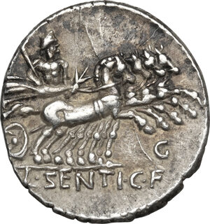 reverse: L. Sentius C.f.AR Denarius, 101 BC