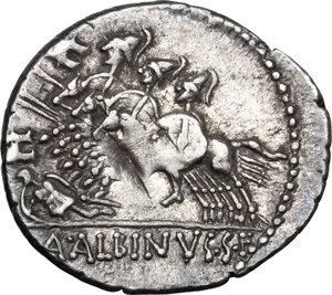 reverse: A. Albinus Sp.f.AR Denarius, 96 BC