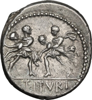 reverse: L. Titurius L. f. Sabinus.AR Denarius, 89 BC