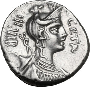 obverse: C. Hosidius C.f. Geta.AR Denarius, 68 BC