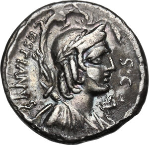 obverse: M. Plaetorius M. f. Cestianus.AR Denarius, 67 BC