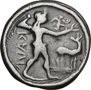 obverse: Bruttium, Kaulonia. AR Stater, 500-480 BC