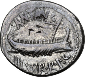 obverse: Mark Antony. AR Denarius, 32-31 BC