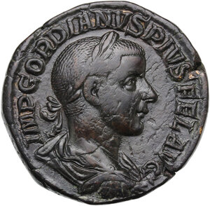 obverse: Gordian III (238-244 ).AE Sestertius, Rome mint