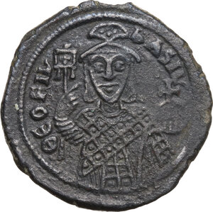 obverse: Teophilus (829-842). AE Follis, Constantinople mint