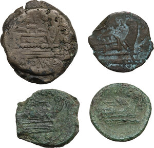 reverse: The Roman Republic. Multiple lot of four (4) unclassified AE fractionals