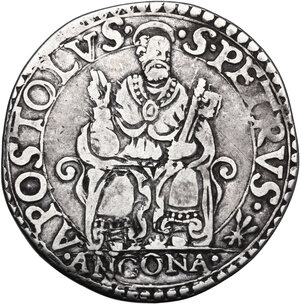 reverse: Ancona. Pio IV (1559-1565), Gian Angelo de  Medici . Testone