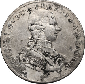 obverse: Firenze. Pietro Leopoldo di Lorena (1765-1790). Francescone 1790. Sigle L.S. (Luigi Siries, incisore) e unicorno (Francesco Grobert zecchiere)
