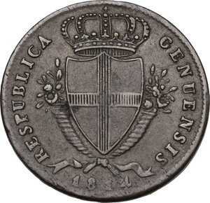 obverse: Genova. Repubblica Genovese (1814). Da 2 soldi 1814