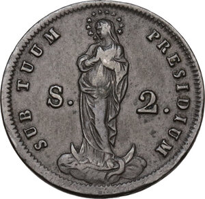 reverse: Genova. Repubblica Genovese (1814). Da 2 soldi 1814