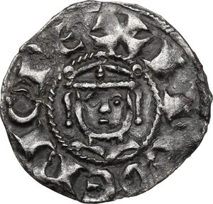 obverse: Messina. Enrico VI (1194-1197) con il figlio Federico di Svevia (1196). Denaro, 1196-1197