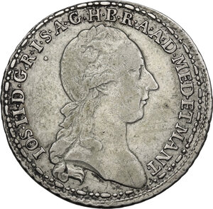 obverse: Milano. Giuseppe II d Austria (1780-1790).Mezza lira del giuramento 1781