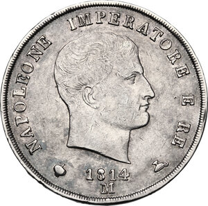 obverse: Milano. Napoleone Bonaparte (1805-1814).5 lire 1814 puntali sagomati