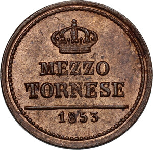 reverse: Napoli. Ferdinando II di Borbone (1830-1859).Mezzo tornese 1853