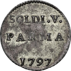 reverse: Parma. Ferdinando I di Borbone (1765-1802).Cinquina o Parpagliola 1797