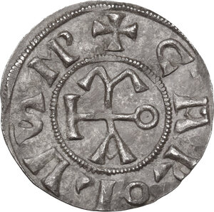 obverse: Roma. Stefano V (VI) con Carlo il Grosso (885-888).Denaro