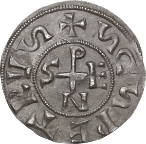reverse: Roma. Stefano V (VI) con Carlo il Grosso (885-888).Denaro