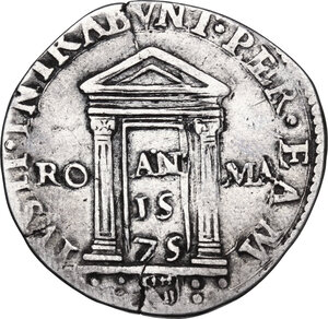 reverse: Roma. Gregorio XIII (1572-1585), Ugo Boncompagni.Testone 1575 per l Anno Santo