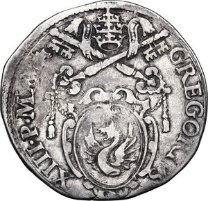 obverse: Roma. Gregorio XIII (1572-1585), Ugo Boncompagni.Testone
