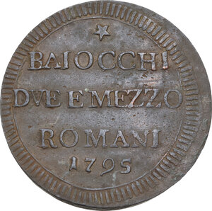 obverse: Roma. Pio VI (1775-1799), Giovanni Angelo Braschi. Sampietrino da 2 e mezzo baiocchi 1795