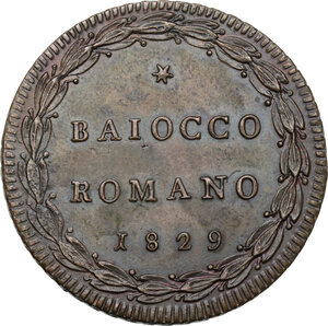 reverse: Roma. Pio VIII (1829-1830), Francesco Saverio Castiglioni. Baiocco A. I, 1829