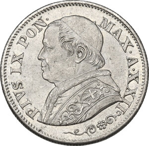 obverse: Roma. Pio IX (1846-1878), Giovanni Mastai Ferretti.10 Soldi A. XXII, 1867