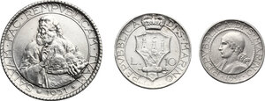obverse: San Marino. Vecchia monetazione (1864-1938). Serie 1931: 20, 10 e 5 lire