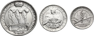 reverse: San Marino. Vecchia monetazione (1864-1938). Serie 1931: 20, 10 e 5 lire
