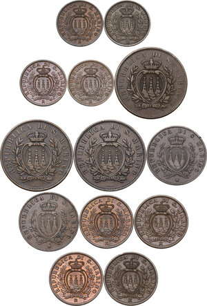 obverse: San Marino. Lotto di tredici (13) monete con date differenti